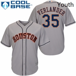 Youth Majestic Houston Astros 35 Justin Verlander Replica Grey Road Cool Base MLB Jersey 