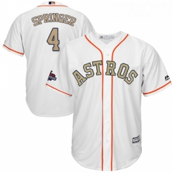 Youth Majestic Houston Astros 4 George Springer Authentic White 2018 Gold Program Cool Base MLB Jersey