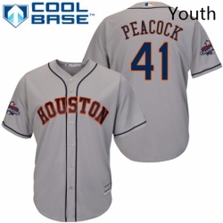 Youth Majestic Houston Astros 41 Brad Peacock Authentic Grey Road 2017 World Series Champions Cool Base MLB Jersey 