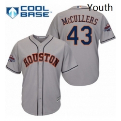 Youth Majestic Houston Astros 43 Lance McCullers Replica Grey Road 2017 World Series Champions Cool Base MLB Jersey