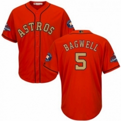 Youth Majestic Houston Astros 5 Jeff Bagwell Authentic Orange Alternate 2018 Gold Program Cool Base MLB Jersey