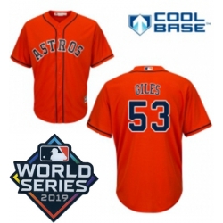 Youth Majestic Houston Astros 53 Ken Giles Orange Alternate Cool Base Sitched 2019 World Series Patch jersey