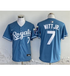 Men Kansas City Royals 7 Bobby Witt Jr  Blue 2024 Limited Stitched Baseball Jersey