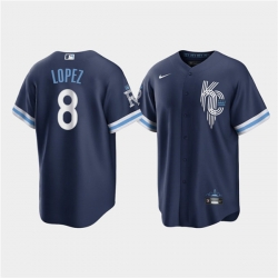 Men Kansas City Royals 8 Nicky Lopez 2022 Navy City Connect Cool Base Stitched jersey