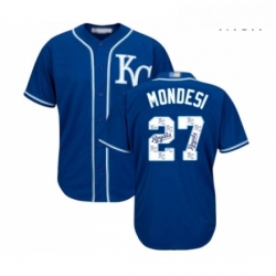 Mens Kansas City Royals 27 Adalberto Mondesi Blue Authentic Blue Team Logo Fashion Cool Base Baseball Jersey 