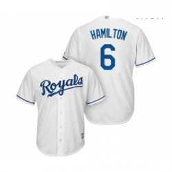 Mens Kansas City Royals 6 Billy Hamilton Replica White Home Cool Base Baseball Jersey 