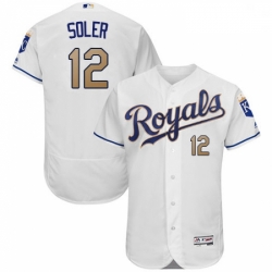 Mens Majestic Kansas City Royals 12 Jorge Soler White Flexbase Authentic Collection MLB Jersey