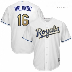 Mens Majestic Kansas City Royals 16 Paulo Orlando Replica White Home Cool Base MLB Jersey