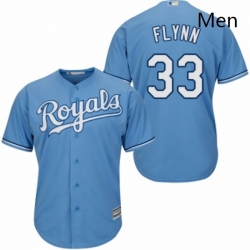 Mens Majestic Kansas City Royals 33 Brian Flynn Replica Light Blue Alternate 1 Cool Base MLB Jersey 