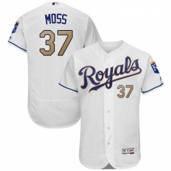 Mens Majestic Kansas City Royals 37 Brandon Moss White Flexbase Authentic Collection MLB Jersey