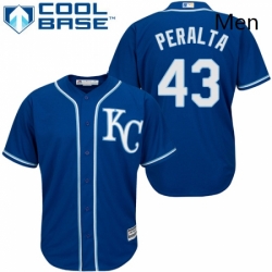 Mens Majestic Kansas City Royals 43 Wily Peralta Replica Blue Alternate 2 Cool Base MLB Jersey 