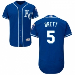 Mens Majestic Kansas City Royals 5 George Brett Royal Blue Alternate Flex Base Collection 2018 World Series Jersey 