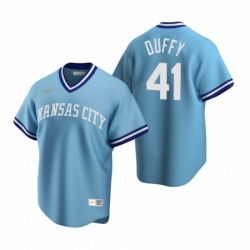 Mens Nike Kansas City Royals 41 Danny Duffy Light Blue Cooperstown Collection Road Stitched Baseball Jerse