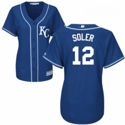 Womens Majestic Kansas City Royals 12 Jorge Soler Authentic Blue Alternate 2 Cool Base MLB Jersey