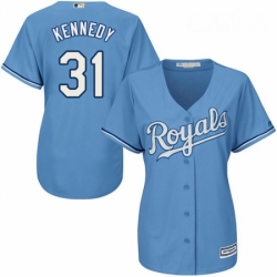 Womens Majestic Kansas City Royals 31 Ian Kennedy Authentic Light Blue Alternate 1 Cool Base MLB Jersey