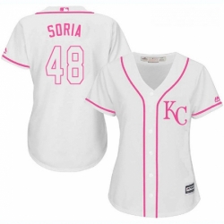 Womens Majestic Kansas City Royals 48 Joakim Soria Replica White Fashion Cool Base MLB Jersey