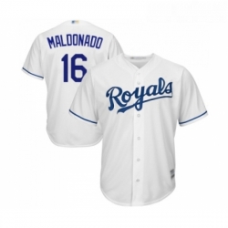 Youth Kansas City Royals 16 Martin Maldonado Replica White Home Cool Base Baseball Jersey 