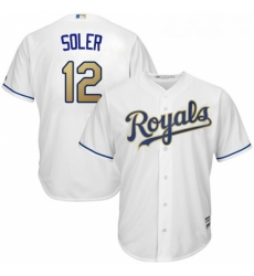 Youth Majestic Kansas City Royals 12 Jorge Soler Authentic White Home Cool Base MLB Jersey