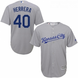 Youth Majestic Kansas City Royals 40 Kelvin Herrera Authentic Grey Road Cool Base MLB Jersey