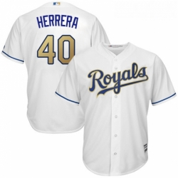 Youth Majestic Kansas City Royals 40 Kelvin Herrera Authentic White Home Cool Base MLB Jersey