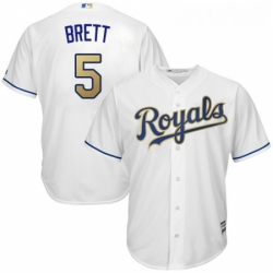 Youth Majestic Kansas City Royals 5 George Brett Authentic White Home Cool Base MLB Jersey