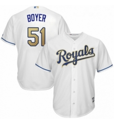 Youth Majestic Kansas City Royals 51 Blaine Boyer Authentic White Home Cool Base MLB Jersey 