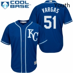 Youth Majestic Kansas City Royals 51 Jason Vargas Replica Blue Alternate 2 Cool Base MLB Jersey 