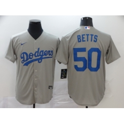 Dodgers 50 Mookie Betts Royal Gray 2020 Nike Cool Base Jersey