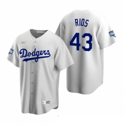 Men Brooklyn Los Angeles Dodgers 43 Edwin Rios White 2020 World Series Champions Cooperstown Collection Jersey