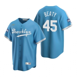 Men Brooklyn Los Angeles Dodgers 45 Matt Beaty Light Blue 2020 World Series Champions Cooperstown Collection Jersey