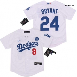 Men Dodgers Front 8 Back 24 Kobe Bryant White Cool Base Stitched MLB Jersey