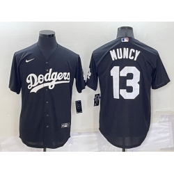 Men Los Angeles Dodgers 13 Max Muncy Black Cool Base Stitched Baseball Jersey