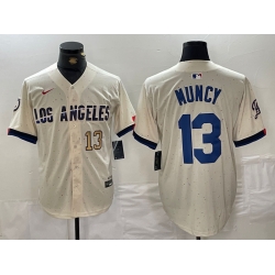 Men Los Angeles Dodgers 13 Max Muncy Cream Stitched Baseball Jersey 5