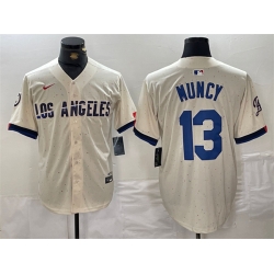 Men Los Angeles Dodgers 13 Max Muncy Cream Stitched Baseball Jersey