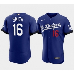 Men Los Angeles Dodgers 16 Will Smith 2021 Royal City Connect Flex Base Stitched Baseball Jersey