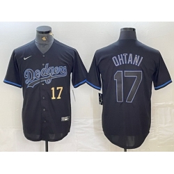 Men Los Angeles Dodgers 17 Shohei Ohtani Black Cool Base Stitched Baseball Jersey 20