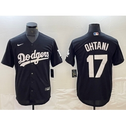 Men Los Angeles Dodgers 17 Shohei Ohtani Black Cool Base Stitched Jersey