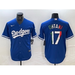 Men Los Angeles Dodgers 17 Shohei Ohtani Blue Cool Base Stitched Baseball Jersey