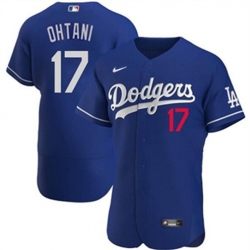 Men Los Angeles Dodgers 17 Shohei Ohtani Blue Stitched Baseball Jersey