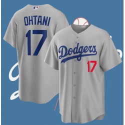 Men Los Angeles Dodgers 17 Shohei Ohtani Gray Flex Base Stitched Baseball Jersey