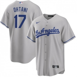 Men Los Angeles Dodgers 17 Shohei Ohtani Grey Cool Base Stitched Jersey