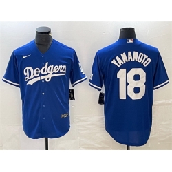 Men Los Angeles Dodgers 18 Yoshinobu Yamamoto Blue Cool Base Stitched Jersey