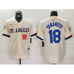 Men Los Angeles Dodgers 18 Yoshinobu Yamamoto Cream Stitched Baseball Jersey 3