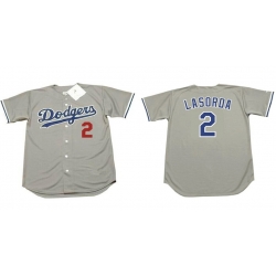 Men Los Angeles Dodgers 2 Tommy Lasorda Grey Stitched MLB Jersey