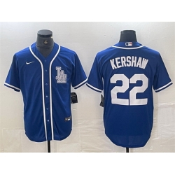 Men Los Angeles Dodgers 22 Clayton Kershaw Blue Cool Base Stitched Baseball Jersey