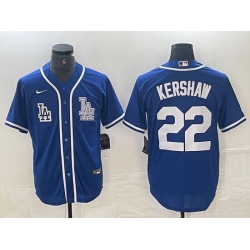 Men Los Angeles Dodgers 22 Clayton Kershaw Blue Cool Base Stitched Baseball Jersey