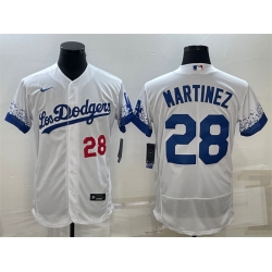 Men Los Angeles Dodgers 28 J D  Martinez White City Connect Flex Base Stitched Baseball Jersey