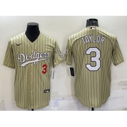 Men Los Angeles Dodgers 3 Chris Taylor Cream Cool Base Stitched Jersey