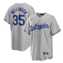 Men Los Angeles Dodgers 35 Cody Bellinger Grey Cool Base Stitched Jersey