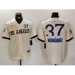 Men Los Angeles Dodgers 37 Teoscar Hernandez Cream 2024 City Connect Limited Stitched Baseball Jersey